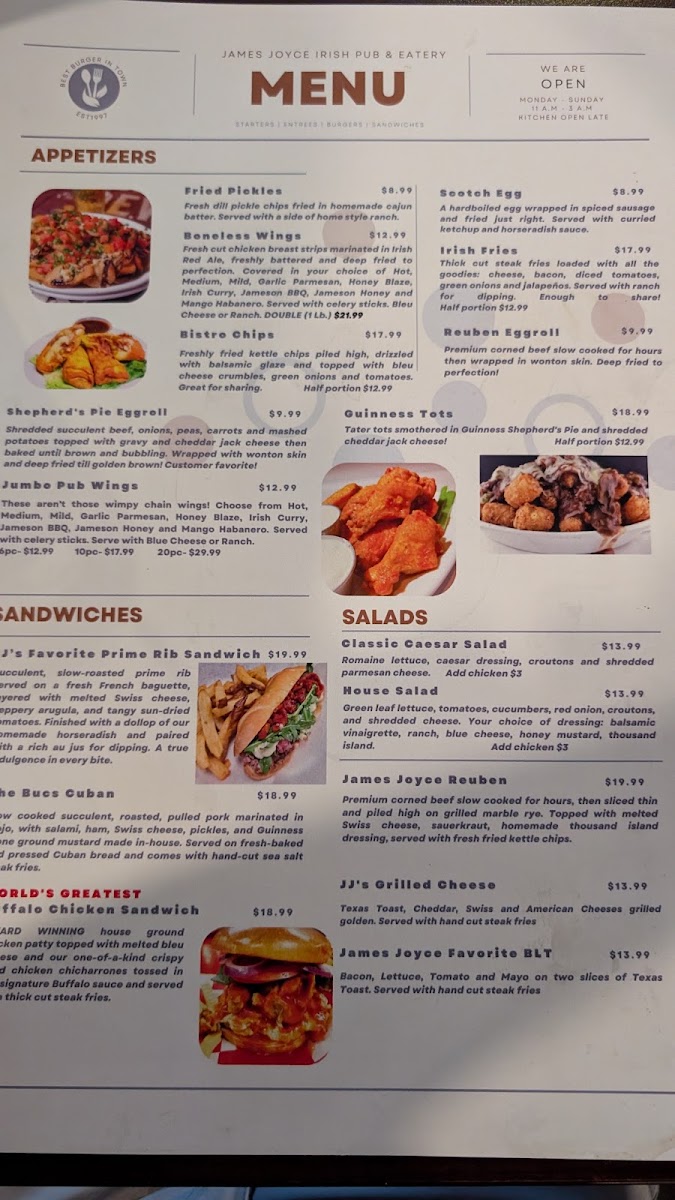 James Joyce Irish Pub & Eatery Menu - Image 5